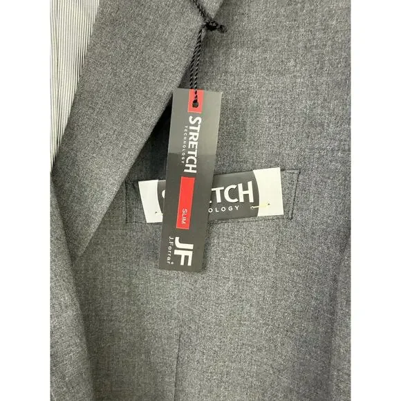 J Ferrar Men's Suit Jacket Size 40 Short NEW Grey Slim Fit Sports Coat Charcoal